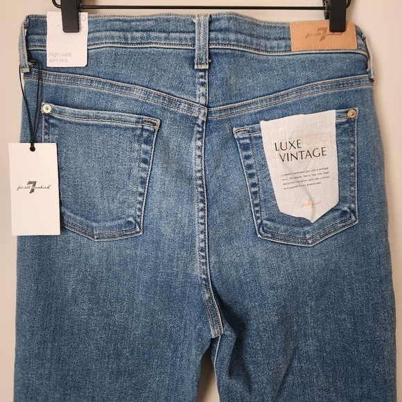 NWT 7 For All Mankind | Vintage Luxe High Waist Slim Kick Studded Jeans - Sz 30 - Picture 10 of 16